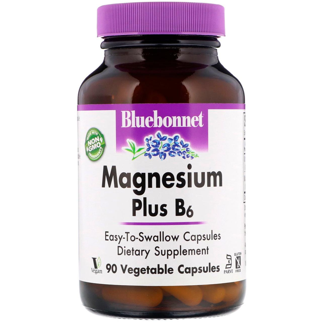 Магній B6, 90 рослинних капсул Bluebonnet Nutrition