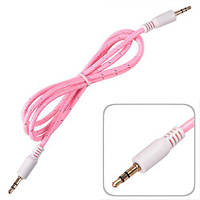 Кабель аудіо AUX 3,5 мм Gio 1 тканина, рожевий (RR0280)