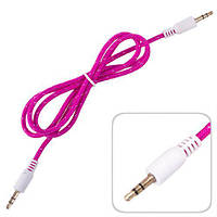 Кабель аудіо AUX 3,5 мм Gio 1 тканина, фуксія (темно-рожевий) (RR0280)
