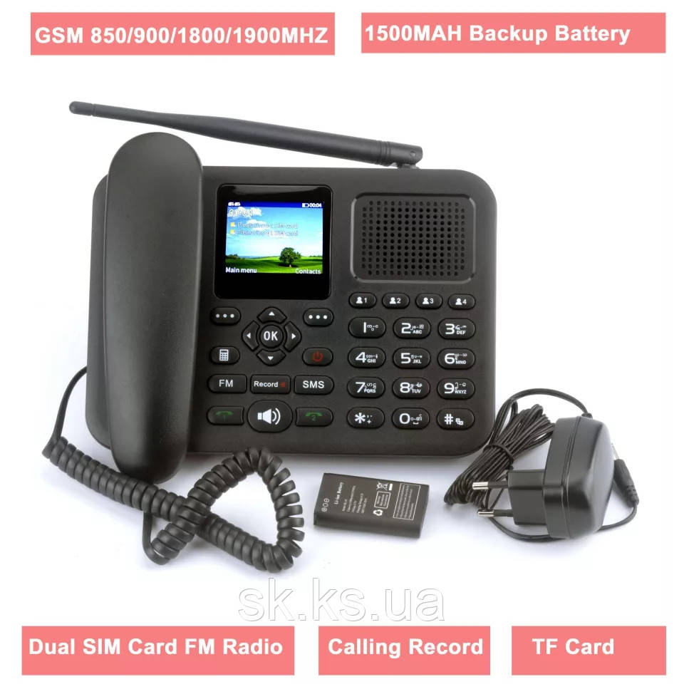 Стационарный gsm телефон sertec zt-9000 на 2 сим карты цветной экран и ...