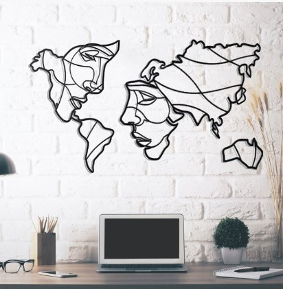 Картина из дерева объемная CraftUA Face Map - оригинальный настенный декор в интернет-магазине CraftBoxUA