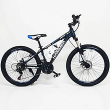 Гірський підлітковий алюмінієвий велосипед HAMMER-24 White Pink Японія Shimano MTB Чорно-Синій