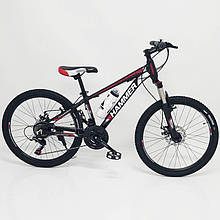 Гірський підлітковий алюмінієвий велосипед HAMMER-24 White Pink Японія Shimano MTB Чорно-Червоний