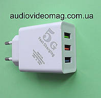 Блок питания ТС06 5V 2A три гнезда USB