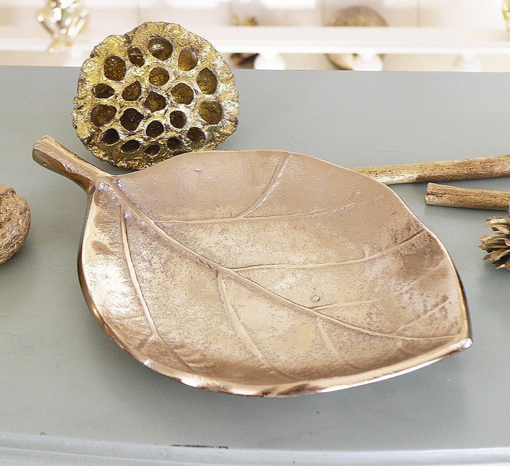 Блюдо декоративне Золотистий Аркуш, фото 1