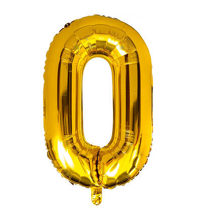 Кулька Цифра "0" (35 см) колір золото, фото 1