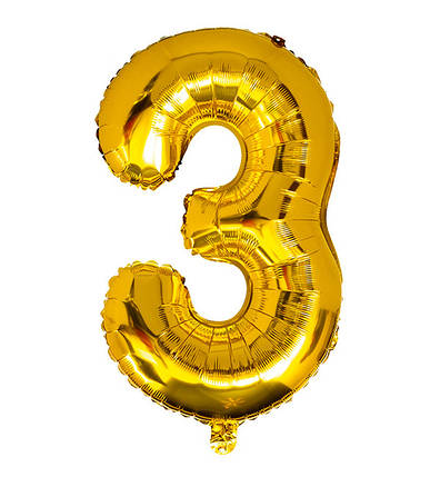 Кулька Цифра "3" (35 см) колір золото, фото 1