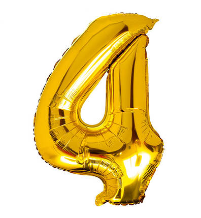 Кулька Цифра "4" (35 см) колір золото, фото 1