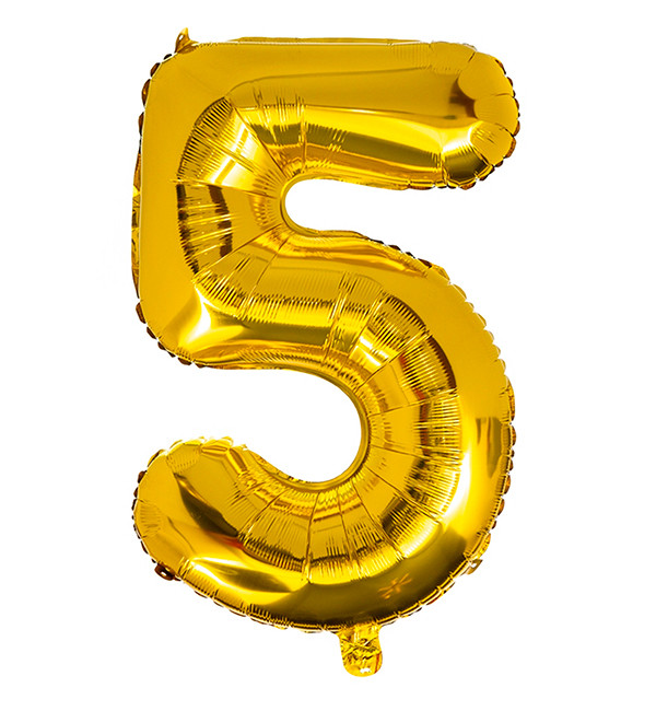 Кулька Цифра "5" (35 см) колір золото