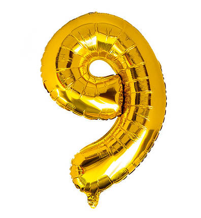 Кулька Цифра "9" (35 см) колір золото, фото 1