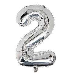 Кулька Цифра "2" (35 см) колір срібло
