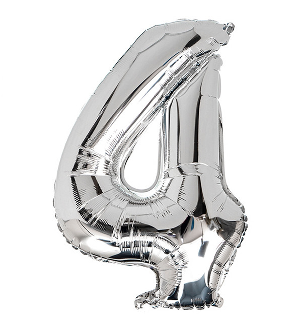 Кулька Цифра "4" (35 см) колір срібло