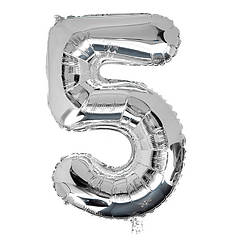 Кулька Цифра "5" (35 см) колір срібло