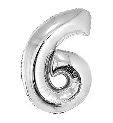 Кулька Цифра "6" (35 см) колір срібло