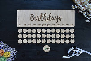 Сімейний календар, нагадування, дні народження сім'ї, календар з дерева, свята вашої родини, дні народження