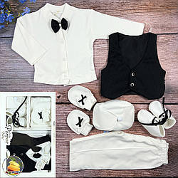 Хрестильний набір з метеликом і темної жилеткою для малюка Розмір: 0-3 місяці (20255)