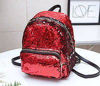 Детский стильный рюкзак ранець рюкзачок сумка с пайетками 2в1 Красный