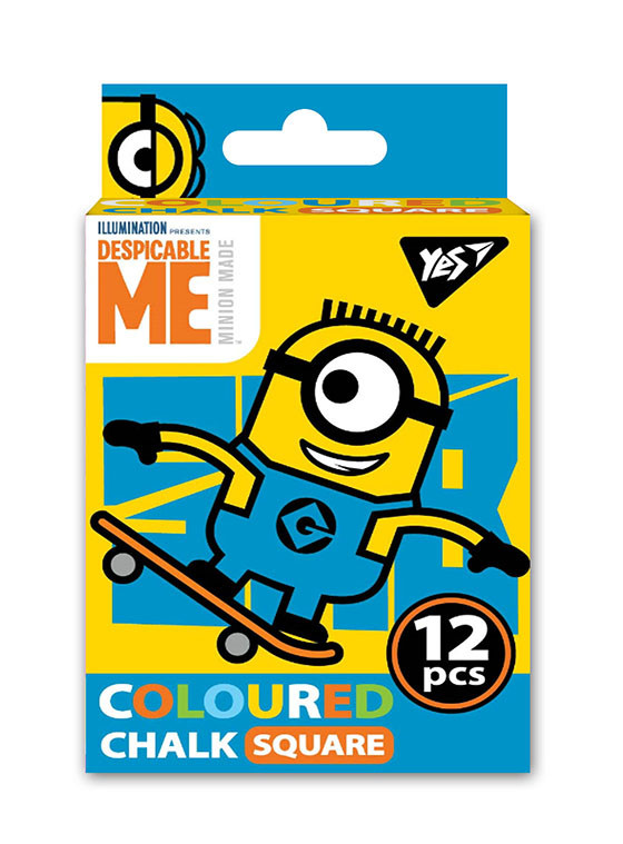 Мел YES цветной квадратный 12 шт. "Minions"