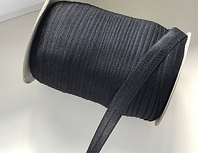Трикотажна бейка стрейч-колір чорний 15 мм