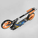 🛴 Самокат дитячий двоколісний Best Scooter 42714 Чорний з оранжевим, колеса PU, d=20см, фото 5
