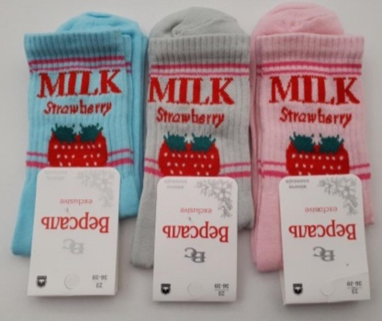 Високі жіночі шкарпетки «MILK Exclusive» з полуницею (12 пар)