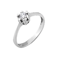 Серебряное кольцо Бутон с сердечками и маленьким фианитом посредине
