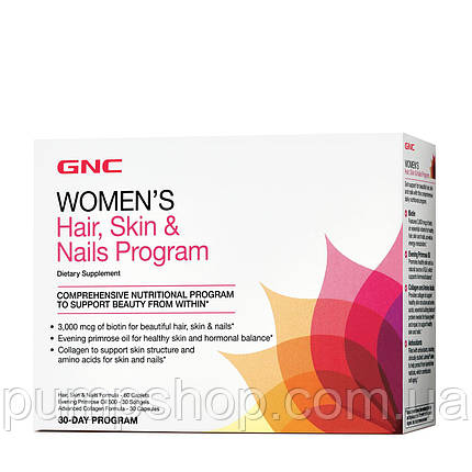 Вітаміни для жінок GNC Women's Hair, Skin, & Nails Program 30 порц., фото 2