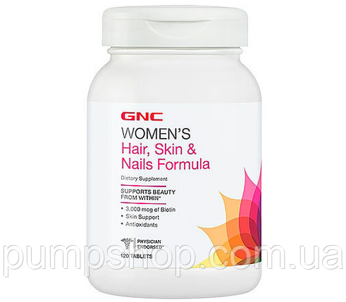 Вітаміни для жінок GNC Women's Hair, Skin, & Nails Formula 120 таб., фото 2