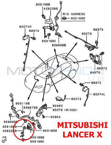 Передня тяга датчика положення кузова Mitsubishi Lancer EVO 8651A055 тяжка корректора фар AFS, фото 1