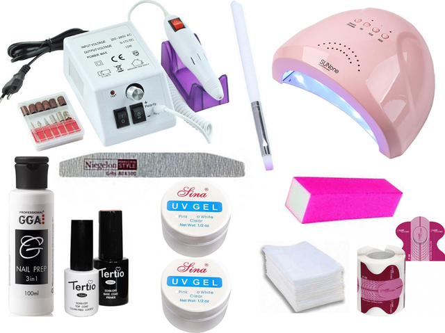 Стартовий набір для нарощування нігтів № 11 Набір для нарощування з LED лампою і фрезерують