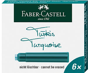 Картриджі чорнильні для перових ручок стандартні Faber-Castell колір бірюзові, 6 шт, 185509