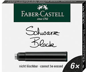 Картриджі чорнильні для перових ручок стандартні Faber-Castell колір чорний, 6 шт, 185507