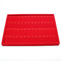 Ювелірний планшет сходинки з зачіпками під кулони та вироби 56 гачків 35х24х3 см колір червоний оксамит Premium