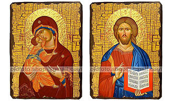 Ікони Вінчальна пара "Володимирська Пресвята Богородиця і Спаситель" (130х170мм)