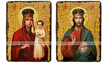 Ікони Вінчальна пара "Призри на смирення Пресвята Богородиця і Спаситель" (130х170мм)
