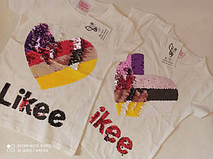 Футболка Likee з паєтками перевертеньами для дівчаток Розмір 110 суперновинка