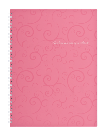 Зошит для записів на бічній пружині Barocco А4, 80 аркуш., клітинка, обл/пластик кольору рожевий BUROMAX BM