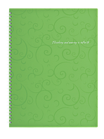 Тетрадь для записей на боковой пружине Barocco А4, 80 лист., клетка, обл/ пластик цвета салатовий BUROMAX BM