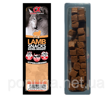 Alpha Spirit SNACKS напіввологі ласощі для собак ЯГНІНОК, 35 г