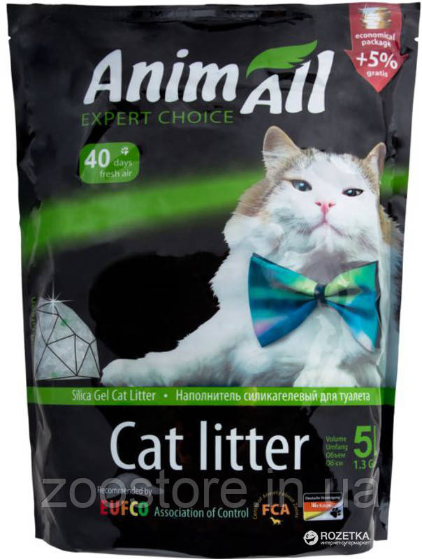 Силікагелевий наповнювач для котячого туалету AnimAll Кристали смарагду 5 л