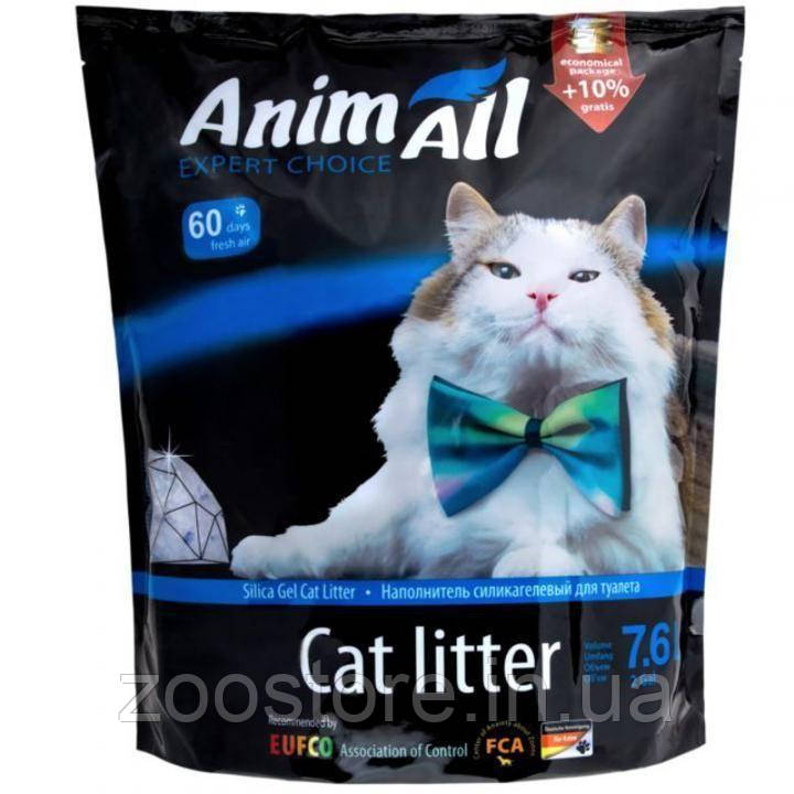 Силікагелевий наповнювач для котячого туалету AnimAll Кристали аквамарину 7,6 л (3.2 кг)