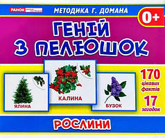 Геній з пелюшок Рослини (17 двостор. карток+опис)  16*19 см Методика Домана