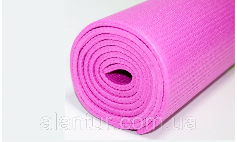 Килимок для йоги LifeSport YOGA MAT PVC 173cm x 61cm x 5mm single layer рожевий 2021