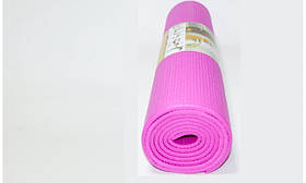 Коврик для йоги LifeSport YOGA MAT PVC 173x61см 6мм, рожевий, не ковзає.