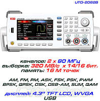 UTG2082B генератор сигналов DDS, 2 канала х 80 МГц, 16bit, память: 16Mб