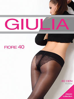 Колготки 40 ден із заниженою посадкою з мереживними трусиками  Giulia Fiore 40 бежевого та капучино кольорів розміри 2 3 4