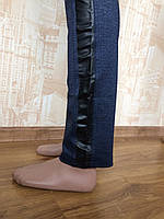 Легінси-штани зі вставками зі шкірозамінника Оригінальні лосини жіночі Штани та штани р 42-50, фото 3