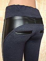 Легінси-штани зі вставками зі шкірозамінника Оригінальні лосини жіночі Штани та штани р 42-50, фото 4