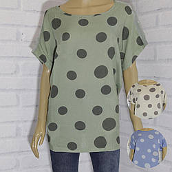 Футболка жіноча короткий рукав з паєтками (принт горох),Qianzhidu (розмір 4XL)
