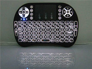 Бездротова клавіатура з тачпадом wireless MWK08 (I8) Чорна з підсвіткою